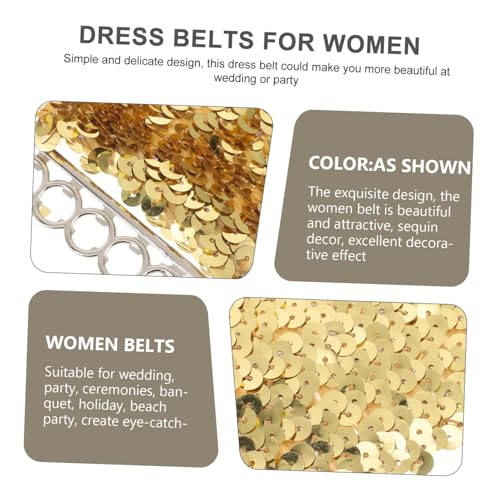 Gold Belt Stretchy Dress Belt Rhinestones Elastic Waist for Wedding or Party Wide and Decorative2