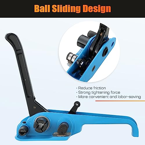 Image of Poly Strapping Tensioner & Cutter Manual Strapping Tools (Blue) | Heavy Duty Manual Strapping Tensioner Cutter Cord Strapping Machine Windlass for 1 /2 inch -3 /4 inch Width Polyester Polyproplyn Strap