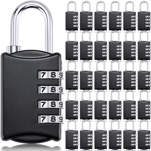 Image of Moxweyeni 30 Pcs 4 Digit Combination Lock Small Combo Luggage Number Locks Outdoor Waterproof Padlock for Traveling Toolbox Gym Door Locker Suitcases Employee Hasp Storage