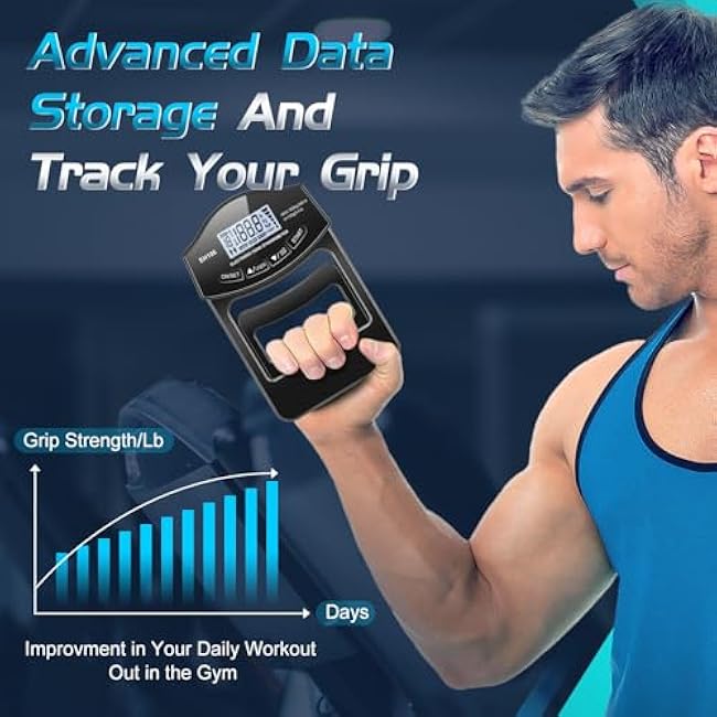 396lbs / 180kg Grip Strength Tester Trainer - Dynamometer Handgrip Measurer Meter with LCD Display, Handheld Strengthener Exerciser for Sports, School, and Home Use (396Lbs / 180Kgs)