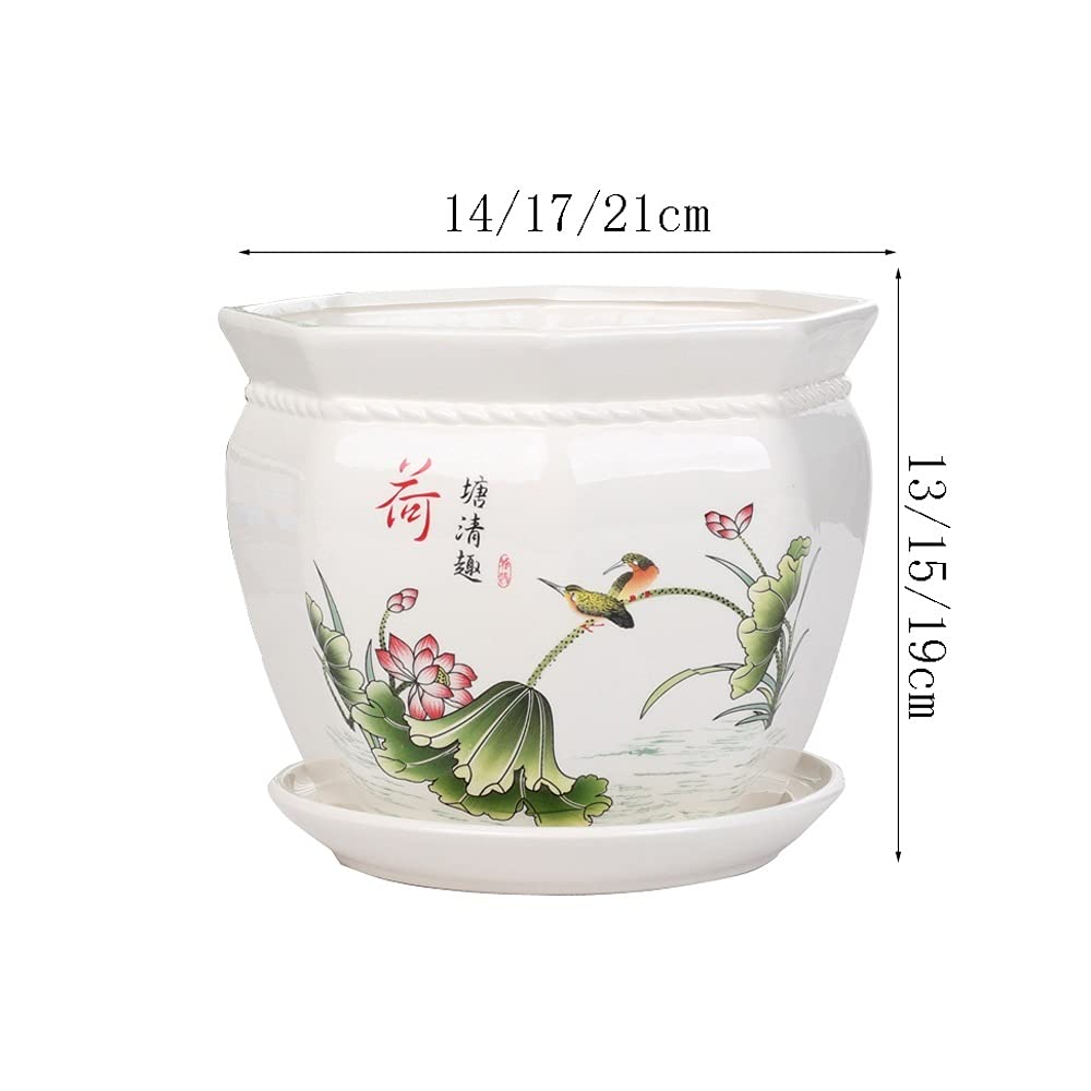Doniczki bonsai w stylu chińskim, ośmiokątne, ceramiczne, doniczki na sukulenty, ozdobne pojemniki na rośliny, doniczki na kaktusy, doniczki na kwiaty z otworem drenażowy
