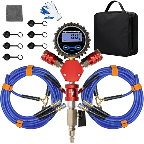 MILADO 4 Tire Inflation System 4 Tire Inflation Deflation System 4 Way Tire Inflator Off Road Tire Inflator with Gauge Air Down Tire Deflators Kit for Trucks Jeeps Fits Up to 155 Wheelbase