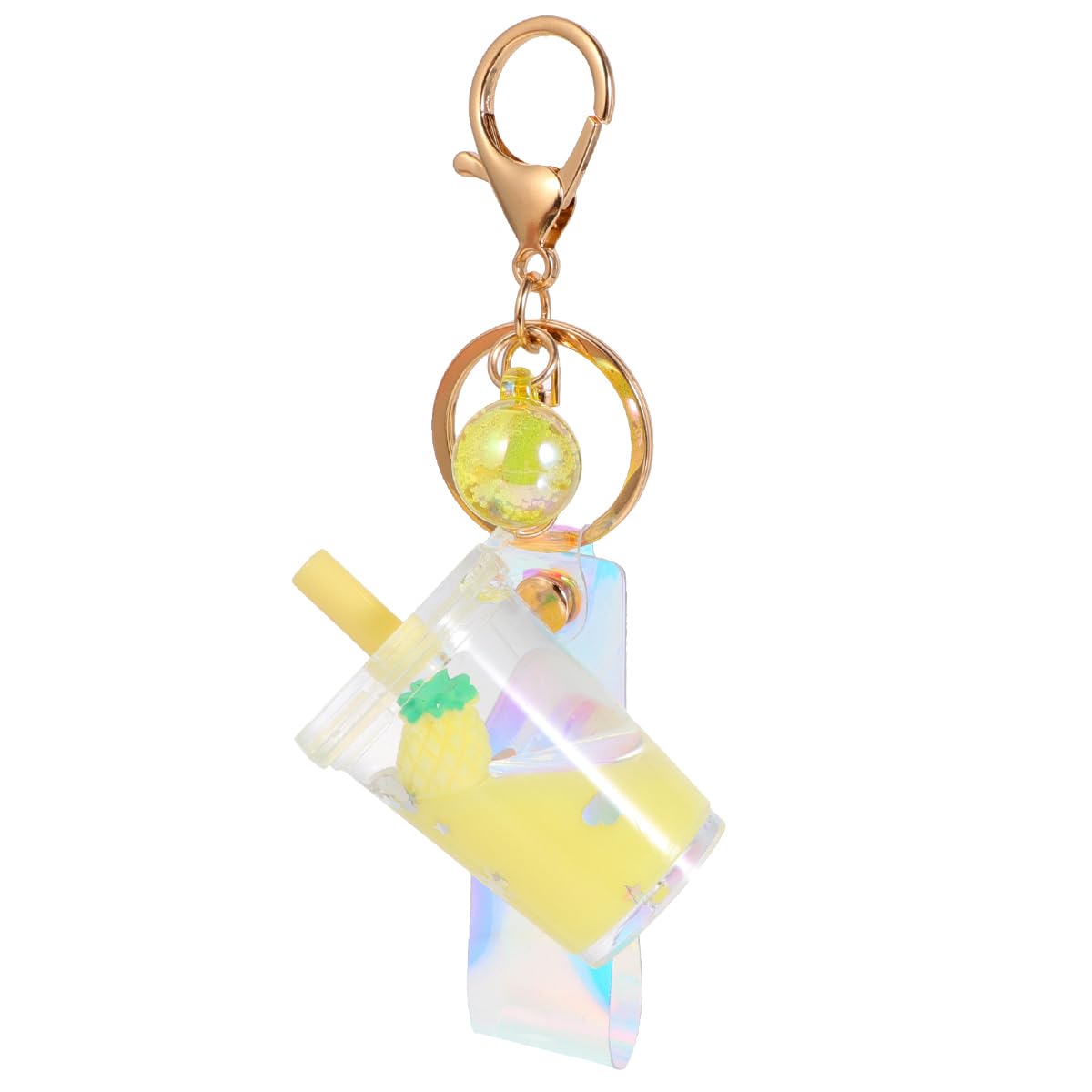 VALICLUD Acrylic Fruit Liquid Quicksand Keychain - Cute Strawberry Pineapple Bag Charm for Women and Kids - Lightweight 5.9X2.0X1.2Inch Accessory