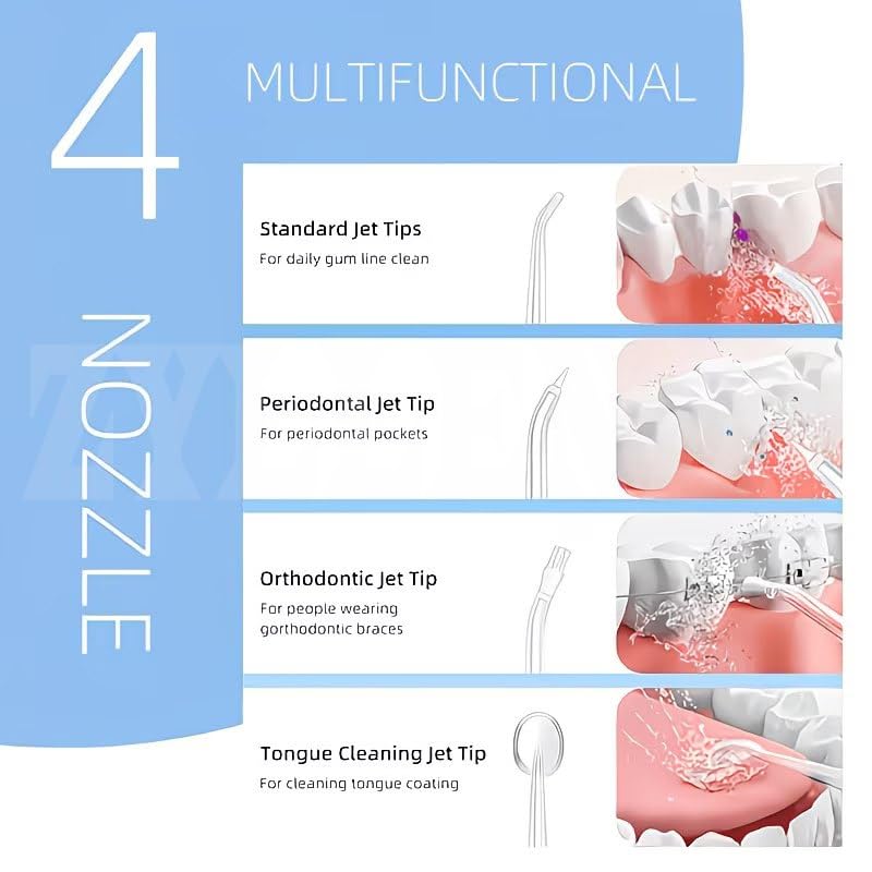 Image of Oralfree Portable Oral Irrigator Water Flosser for Teeth Cleaning, Rechargeable Cordless Dental Flosser with 3 Cleaning Modes, 220ML Water Tank, Waterproof USB Charging Oral Care Device for Adults & Kids (Multi)