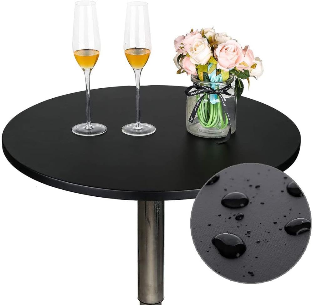 IsolaY 1 Uds. Mantel Redondo elástico para Mesa, Mantel de Tela para Catering, Cubierta de Mesa Ajustada con Borde elástico, Gris, 100CM