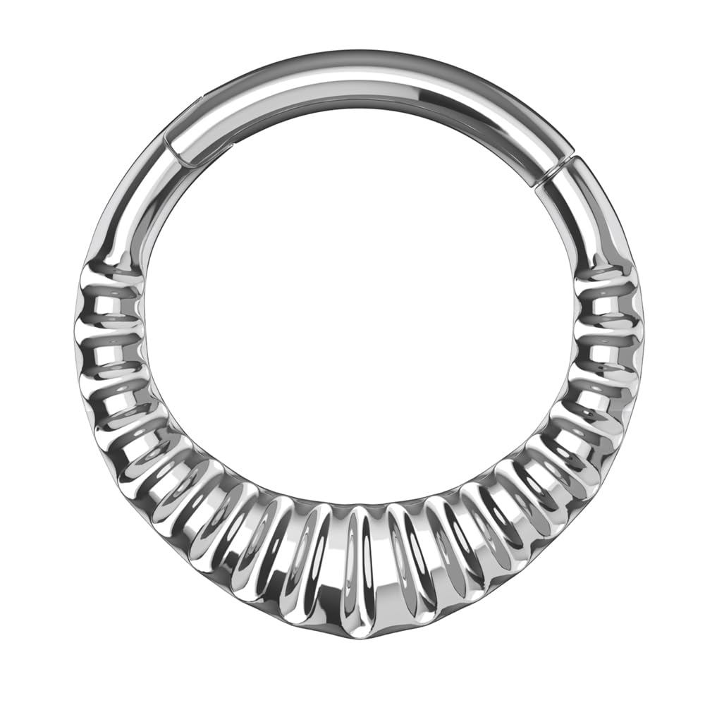 G23 Titanium Carved Teardrop Hinged Segment Clicker Ring – 16G (1.2mm) 8mm | Plain & Gold | Sold as single piece-image-35