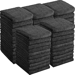 40 Pack Bleach Proof Towels Microfiber Absorbent Salon Towels Bleach Resistant Hair Towel Quick Dry Hand Towels Bulk 16 x 29 Inches for Gym, Bath, Spa, Shaving, Barber (Black)