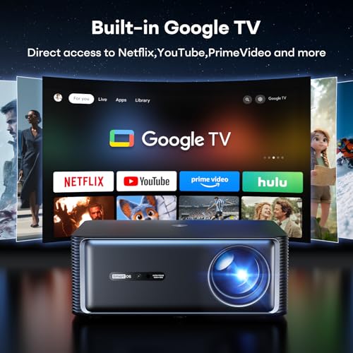 Image of 3000 ANSI Google TV Smart Projector - 4K Projector with WiFi and Bluetooth, 20W HiFi Speakers Outdoor Movie Proyector, Auto Focus & Keystone Projector for Home Theater Indoor