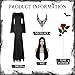 Aileam Halloween Morticia Addams Costumes Vintage Gothic Black Long Dress Outfit Women Wig Red Roses Flowers Necklace