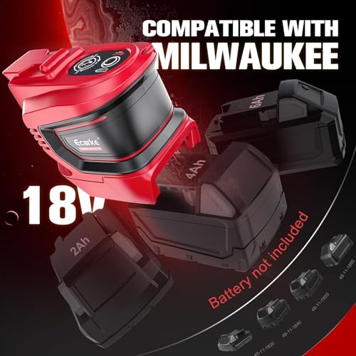 Image of Ecarke 200W Portable Power Inverter Compatible with Milwaukee 18V Battery, DC 18V to AC 110V Power Station with 1 AC Outlet, 2 USB, 1 Type-C & LED Light, for Outdoor Emergency Use (No Battery)