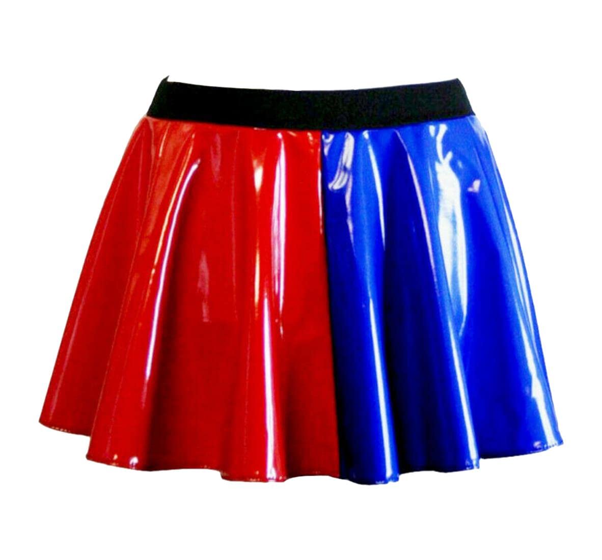 janisramone® Womens and Kids Halloween Costumes, Shiny Wet Look Red and Blue Cosplay Jackets, Knickers, Hotpants, Leggings, Skater Skirt, Daddys Little Monster T Shirt, Fancy Dress Costumes