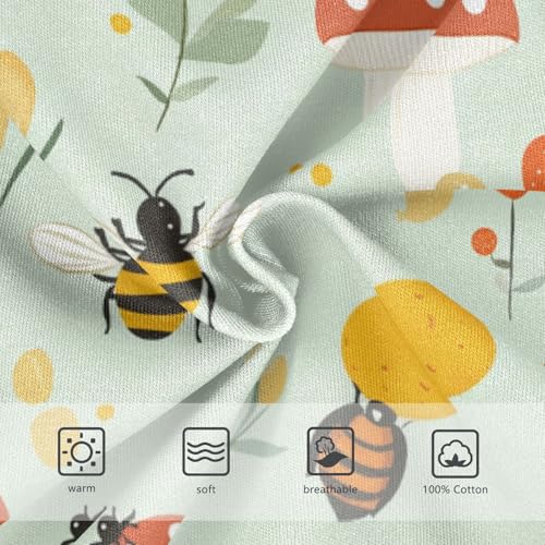 Wusikd Mushrooms Ladybugs Boys' Underwear Cotton Bees Light Green Boys Briefs Soft Toddler Underwear 2T3