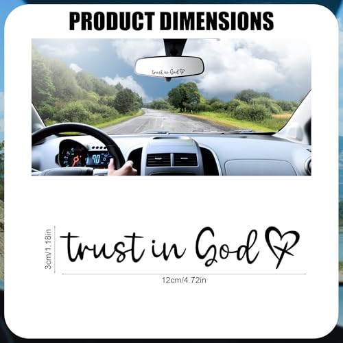 Image of 6pcs Trust in God Mirror Sticker, Adorable Car Rearview Mirror Stickers with Heart Design Automotive Accessories for Most Car Decoration (Black)