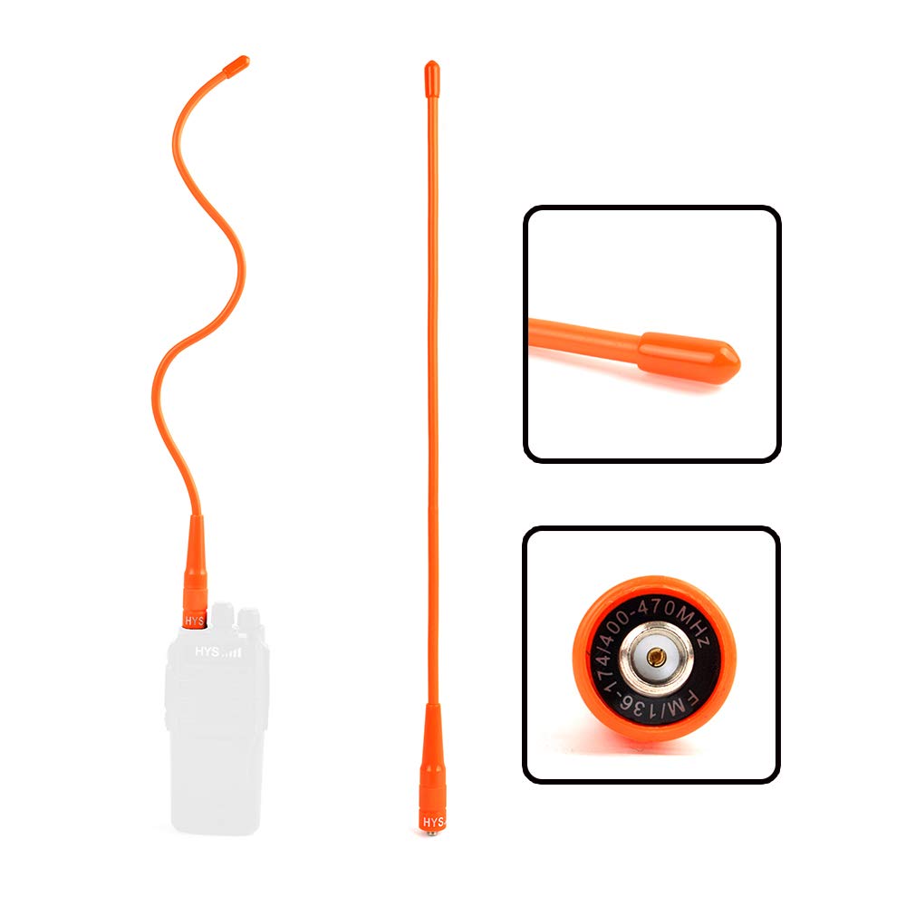 HYS 2m/70cm SMA Femelle Antenne Flexible 144/430MHz Antenne Compatible avec Kenwood Baofeng UV-5r UV-82 BF-888S Puxing Walkie Talkies (Orange)