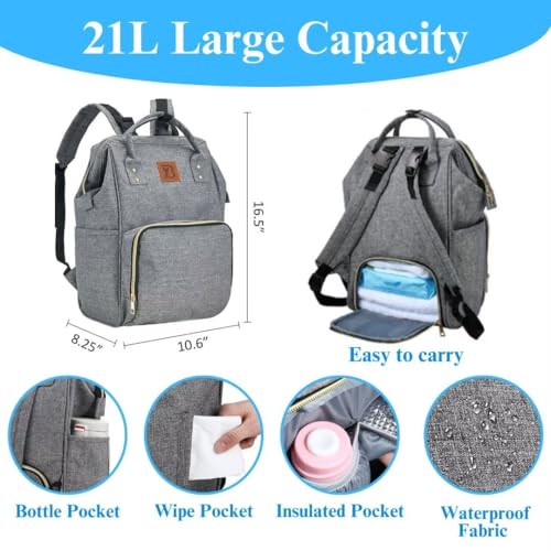Baby Diaper Bag Backpack Baby Care Bag with Stroller Straps and Multifunctional Waterproof Baby Stuff Travel Backpack with Insulated Pockets and Large Maternity Baby Bags - Image 5