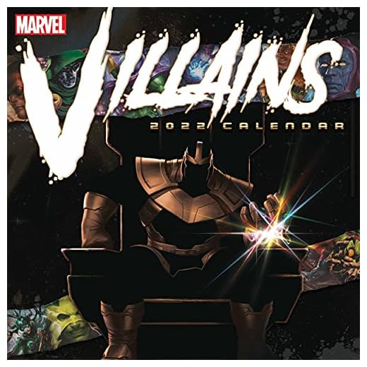 Calendario 2022 de Marvel Villains - Agenda mensual a una vista de 30 cm x 30 cm - Producto oficial
