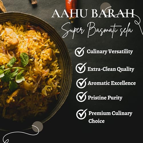 Aahu Barah Basmati Rice Saddle - Extra Long Grain for Superior Cooking Delights Pack of 10 Lb