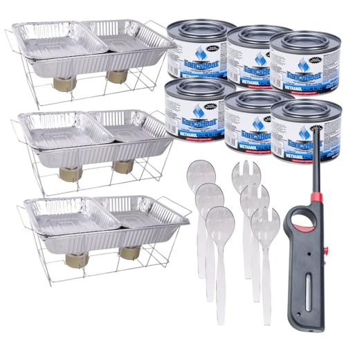 Nicole Fantini 24 Piece Party Serving Kit Includes Chafing Kits and Serving Utensils For All Types Of Parties And Events | Disposable Party Set With A Free Handy Lighter