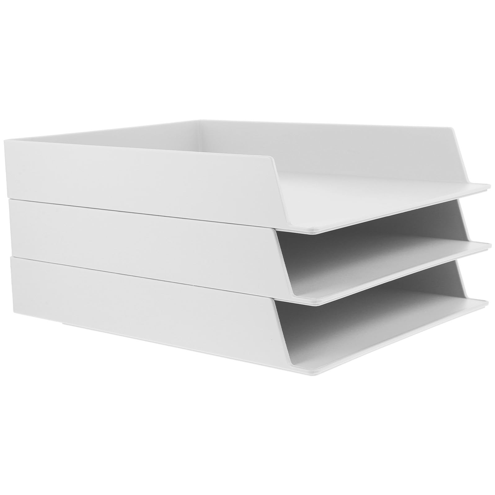 GALPADA Organizer da Scrivania per Archiviazione Documenti e Cancelleria 3 Pezzi Impilabile per Ufficio Grande Capacità in Abs Bianco, Leggero e Multifunzionale