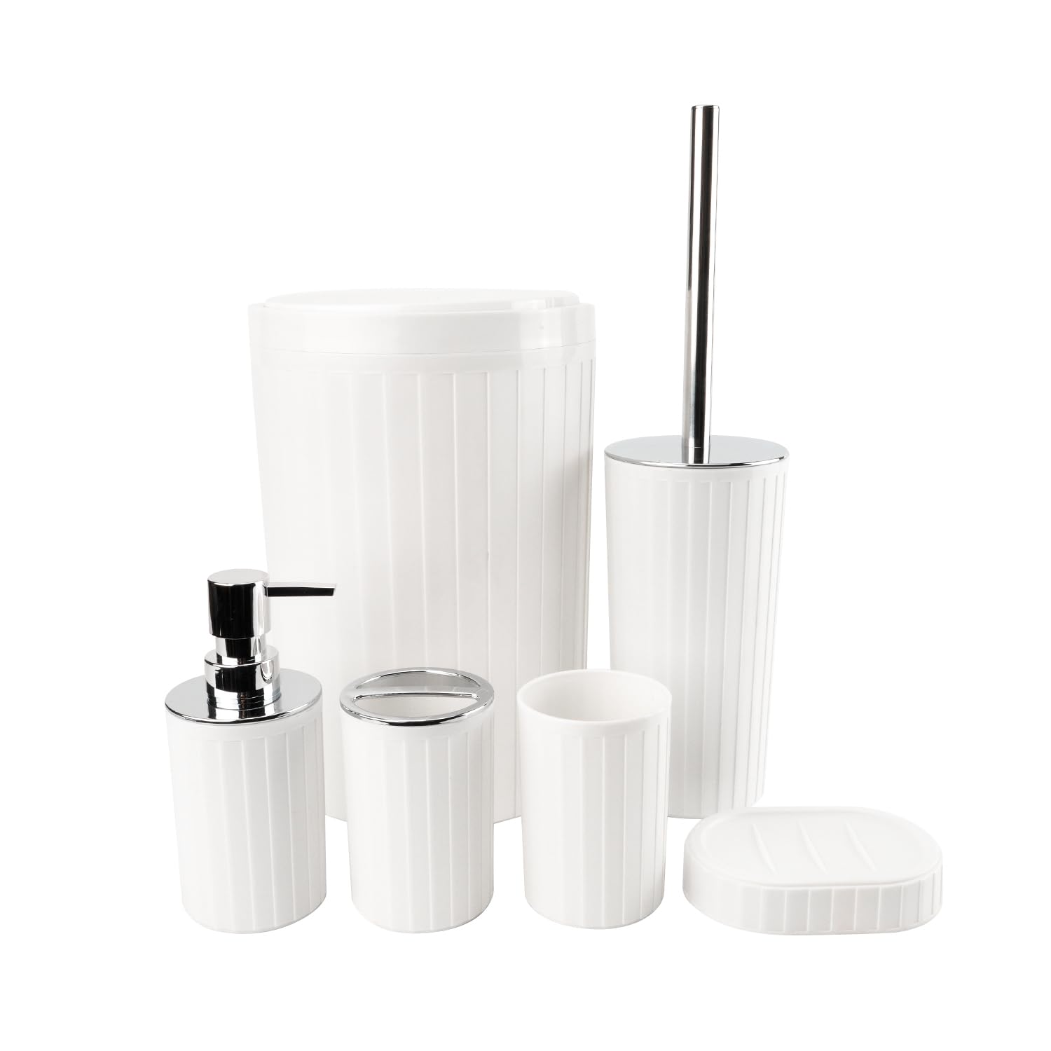 IMAVO Bathroom Accessories Set,White Bathroom Set,9 Pieces Bathroom Accessory Set,Qtip Holders,Trash Can for Bathroom Décor and Home Gifts