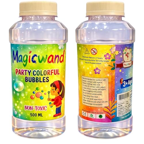 Image of Magicwand Bubble Gun Plastic Refill Liquid【Made in India】【1500ml】【Please Do Not Add Water,Use As Delivered】【Pack of 1 】【Colors as Per Stock】