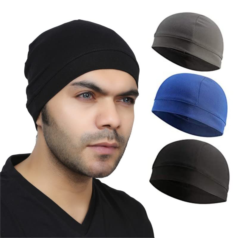 BISMAADHCooling Skull Cap Helmet Liner for Men Sweat Wicking Cap Running Cycling, Football Head Beanie & Hard Hat Liner Cap