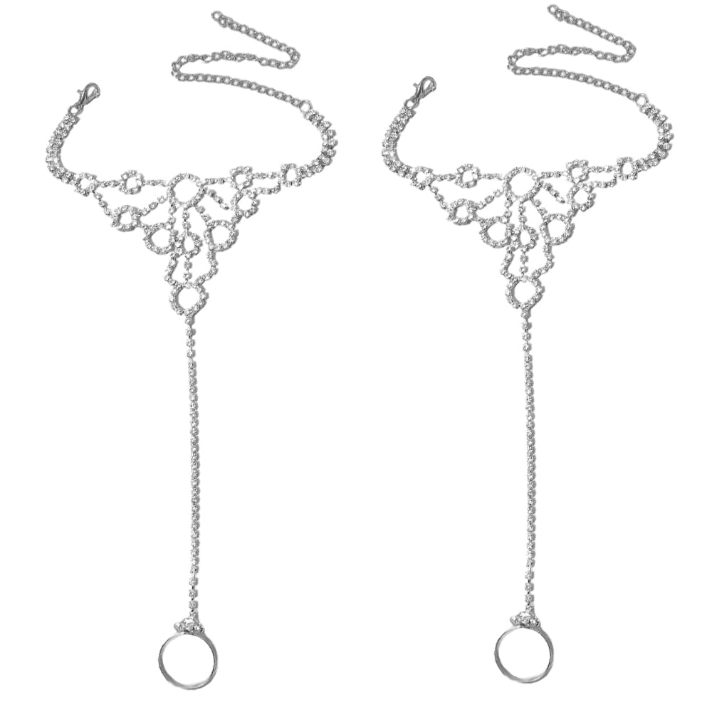 Kokoma Circle Rhinestone Barefoot Sandals for Women Foot Chain Anklets Summer Ankle Bracelets Ring CZ Bohemian Lady's Beach Foot Jewelry Party