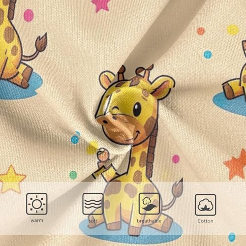 Panties for Girls, Cute Giraffes Beige Toddler Girl Panties, Cotton Underwear for Girls, 2T–8 Years3