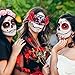 KEPATO Masquerade Death Masks with Red Flowers Lace for Halloween Party,Day of the Dead Sugar Skull Mask,dia de los muertos
