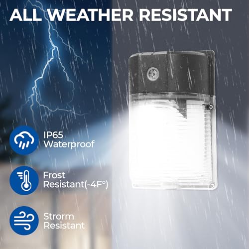 CINOTON 26W LED Wall Pack Light with Dusk to Dawn Sensor, 3000LM[100-277Vac/160W HID/HPS Equiv.] IP65 Waterproof Outdoor Security Flood Lighting for Garage Warehouse Garden 5000K-Daylight 1 Pack - Thumbnail 3