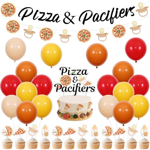 Kit kit de ballons et bannières pizza et tétines pour fête de bienvenue bébé fast food