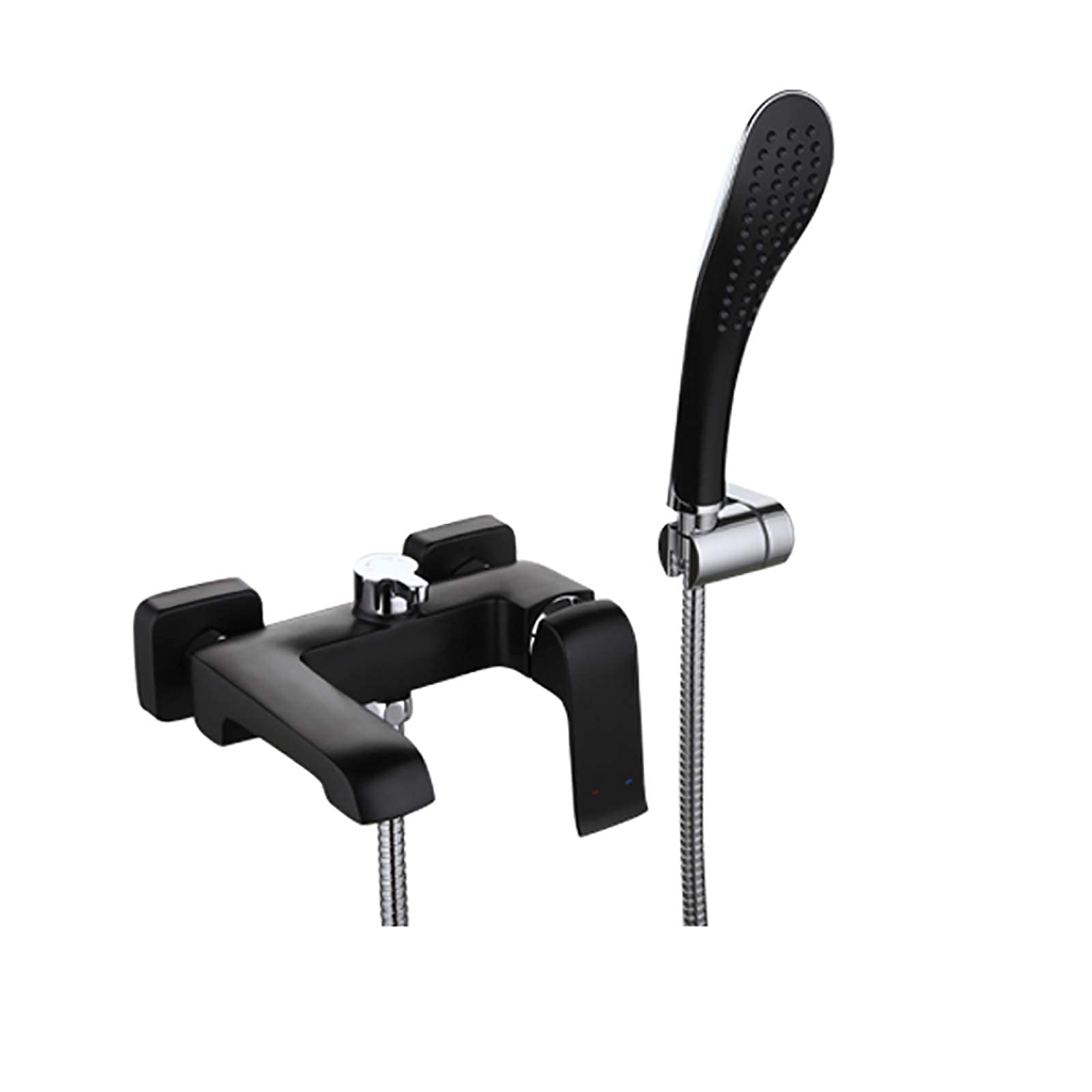 QUSYZD Tub Faucet with Handheld Shower Head, Black Bathtub Faucet Single Handle Tub Tap Wall Mounted Tub Filler Faucet for Bathroom,