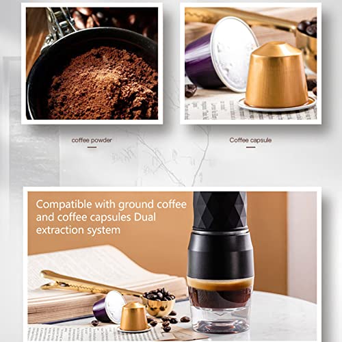 AMONIDA Tragbare Kaffeemaschine, Kaffeemaschine aus Edelstahl für Kaffeepulver Im Freien (Schwarz) – Bild 5