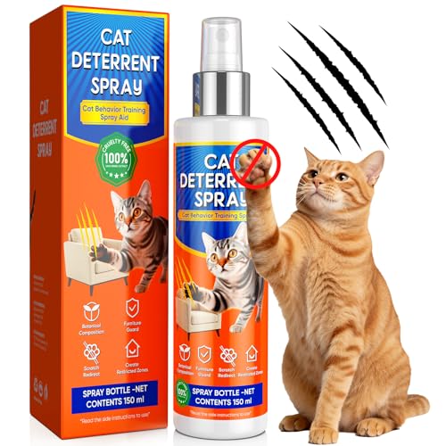 Jilca Cat Deterrent Spray, Cat Deterrent for Furniture Protection, Pee Spraying, Excessive Chewing & Scratching Everywhere, Cat Repellent Indoor and Outdoor, Pet-Safe Formula, 5.07 Fl Oz