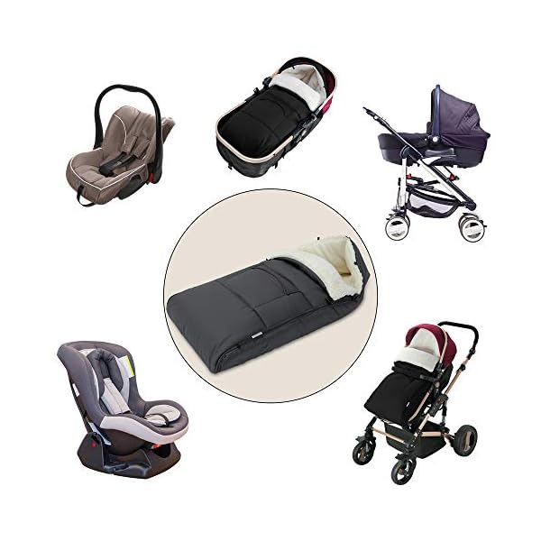 Monzana Babyfußsack Reflektoren-Streifen Waschbar Reißverschluss Kopfteil Wetterfest Tasche Antirutschnoppen Kinderwagen… – Bild 3