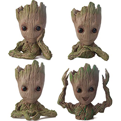 KnikGlass Baby Groot Pot de Fleur/Porte-Stylo - jardinière Plante décoration Pots de Plantes Groot Porte-Stylo pour Bureau et dortoir décoration de la Maison (4 Style) Cover