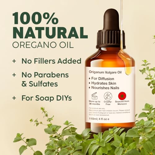 Image of 100% Pure Oregano Oil - 4 Fl Oz Oregano Essential Oil for Hair, Skin, Diffuser, Aromatherapy & DIY Soap Making Scent