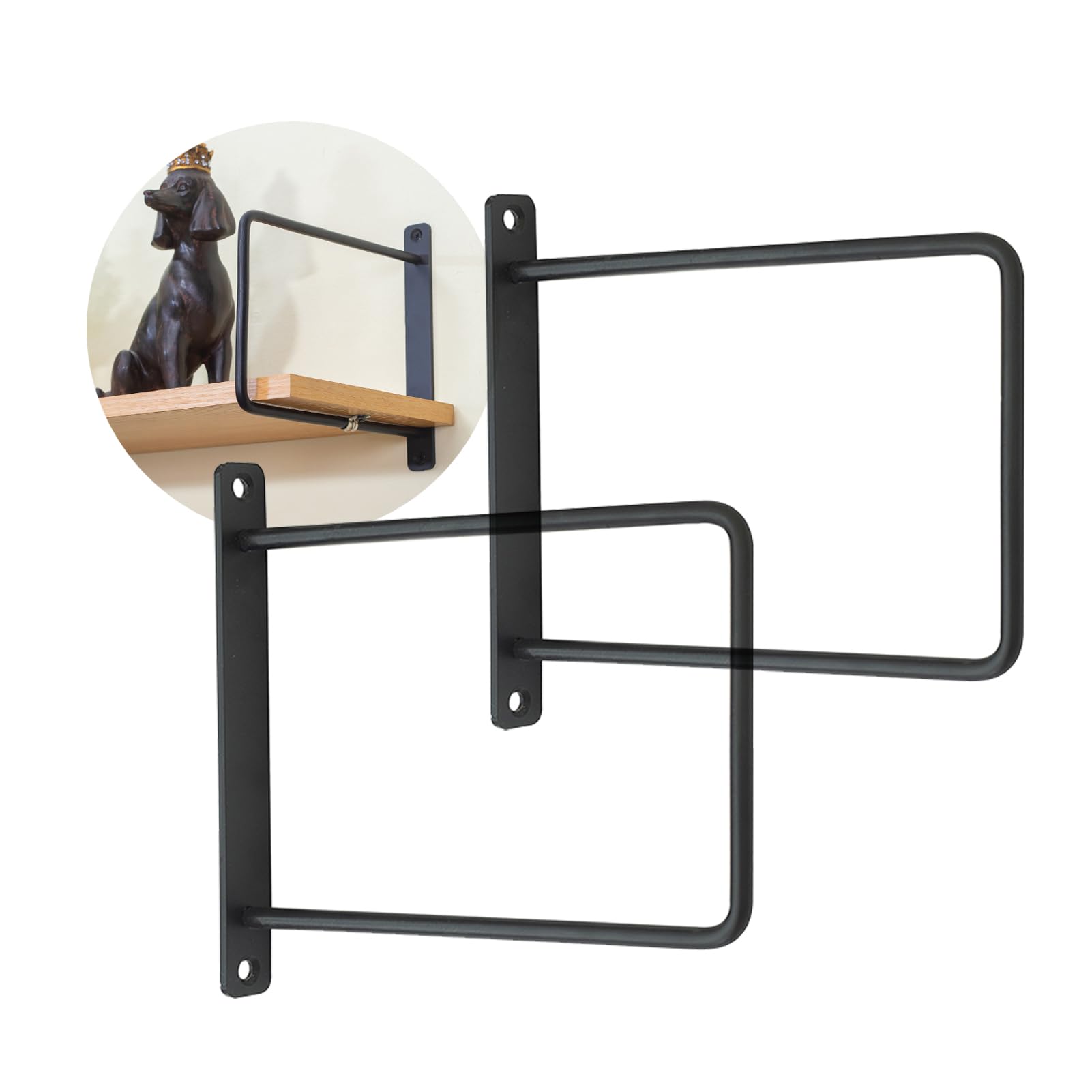 Dswzlqdxb Black 2 Pieces Shelf Bracket Solid Steel,Triangle Bracket Wall Partition Scaffold Boards Tripod Shelf Fixed Support Wall Hanging Floating Angle Brackets For Bench Table Shelf (25Cm,)