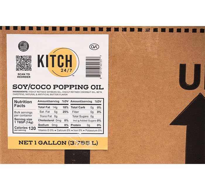 Kitch 24/7 Soy/Coco Popping Oil, 1 Gallon, Premium Blend for Commercial and Home Use, 4-Pack