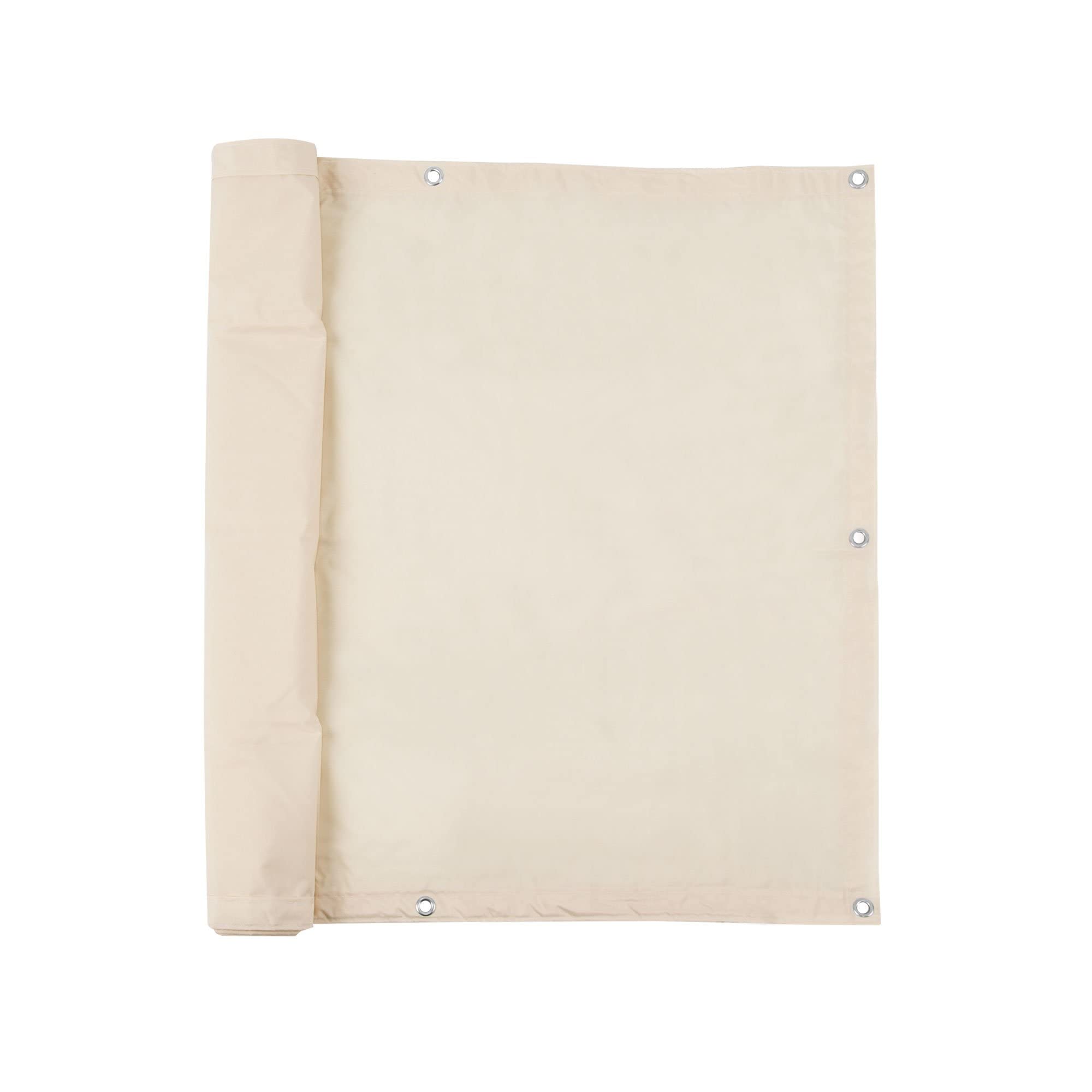jarolift Balkonbespannung Basic, Balkon Sichtschutz Windschutz Sonnenschutz Balkon-Verkleidung, Wasserdicht, 600 x 90 cm, (24 Ösen) Creme