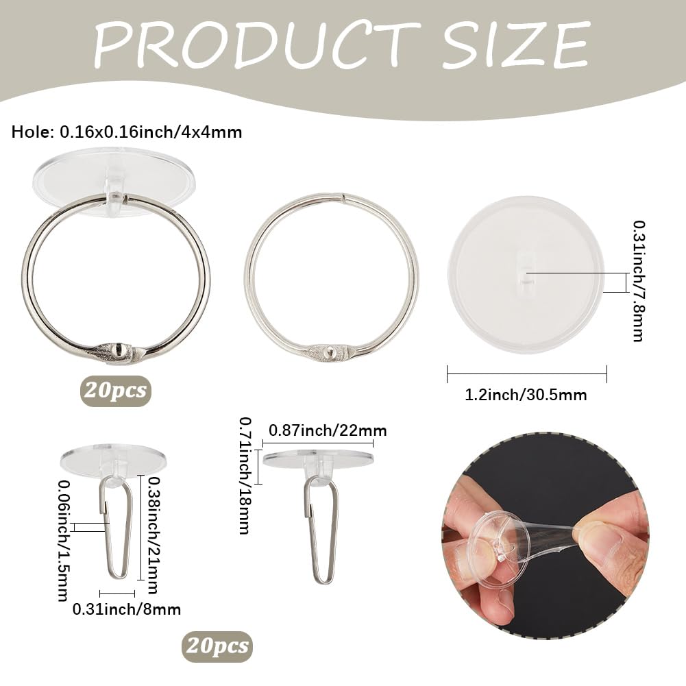 SOFPLATE 40 Sets 2 Styles Self Adhesive Ceiling Hanging Hook Wall Sticky Hooks with Rings Clear Seamless Small Disc Sticker Hanger for Christmas Festival Wedding Party Home Decoration Balloon Storage