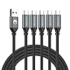 Cable USB tipo C, paquete con 5 unidades, 6 pies, carga rápida, cargador rápido 3A, cable rápido, cable tipo C – A