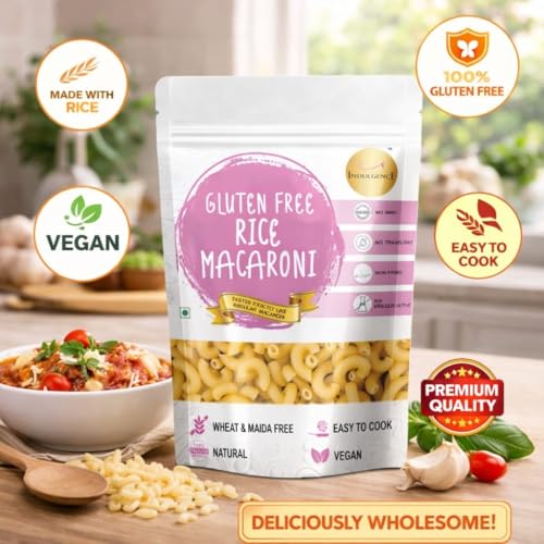 Image of INDULGENCE Gluten-Free Rice Macaroni 400g (2 x 200g) | Wheat & Maida Free | Vegan, Non-Fried & Easy to Cook | Healthy Pasta for Kids & Adults