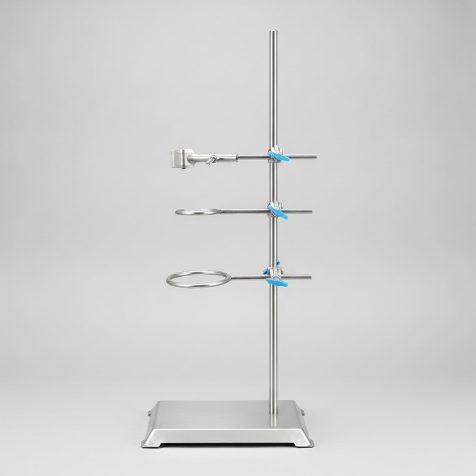 B Baosity Soporte de Laboratorio Soporte Estativo con Base Pesada Varilla Resistente Aros para Matraz y Vaso Abrazaderas con Tornillo Acero Inoxidable Fácil