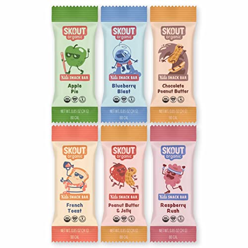 Skout Organic Kids Snack Bar Variety Pack (36 Pack) | Organic Kids Snack Bars | Plant-Based Nutrition | Vegan | Gluten, Dairy, & Soy Free