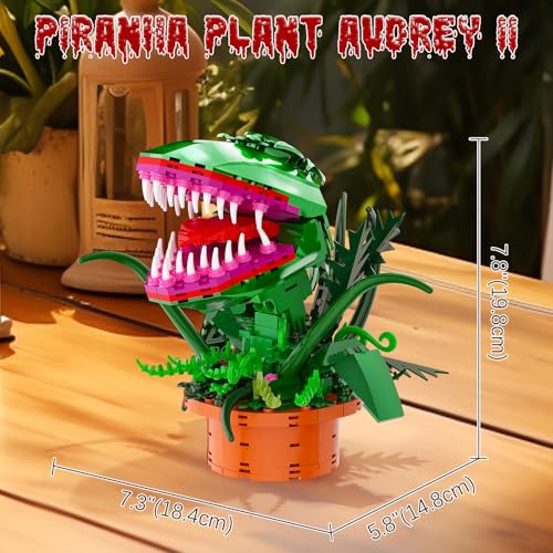 Audrey 2 Piranha Plant Building Toys Sets, Little Shop of Horrors Flowers Cannibal with Openable Mouth Building Blocks, Gift for TV Fans Halloween Christmas Kids Ages 8+3