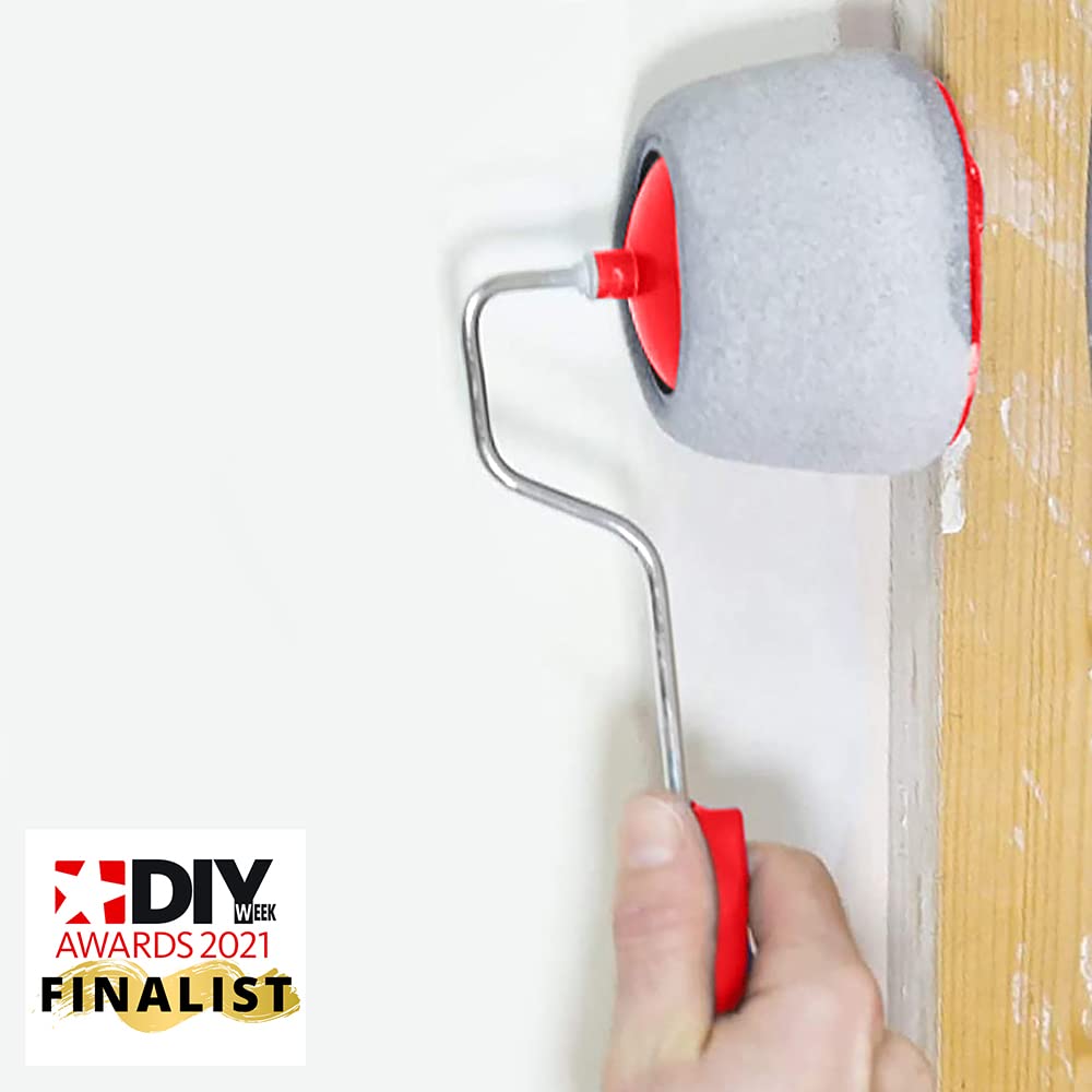 DEKTON DT95840 Malwerkzeug-Set, rot, Farbwalze, beflockte Kantenkante, Eckpolster, Teleskopstange, leicht zu reinigen, waschbar.