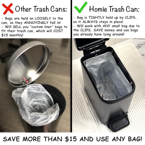 Homie-Soft-Close-Slim-Trash-Can-6-Liter-16-Gallon-with-Anti-Bag-Slip-Liner-and-Lid-Use-as-Mini-Garbage-Basket-Slim-Dust-Bin-or-Decor-in-Bathroom-Restroom-Kitchen-or-Bedroom-Matte-Black