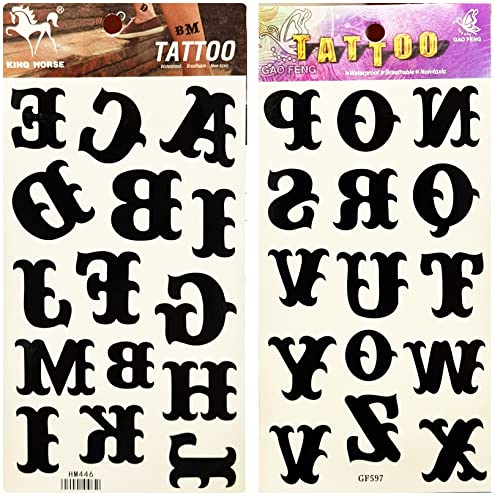 Tattoos 2 Sheets letter English Classic Temporary Tattoo 3D Fake Waterproof for Man Women Girls Lower Back Shoulder Neck Arm