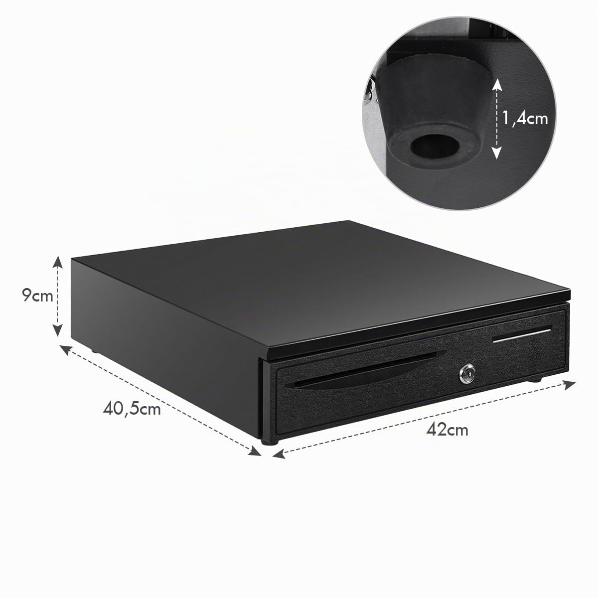 SOARS Kassenschublade elektrisch, Kassenlad mit 5 Münz & 5 Scheinfächern | Geldlade mit elektrischer & manueller Öffnung, Geldbox Geldkassette, 40,5 x 42 x 10 cm, Schwarz